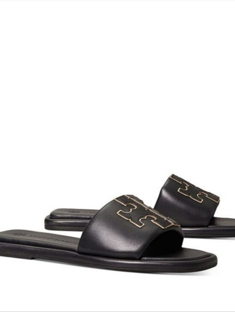 Tory Burch Double T Sport Slides Sandals Black Size 8